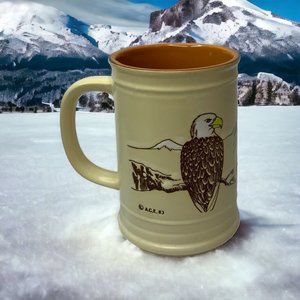 Large Alaska Stoneware Mug Eagle Snow Covered Mountain Top Plane 1983